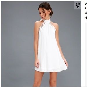 LULUS White Lace Halter Dress